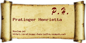 Pratinger Henrietta névjegykártya